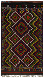 Beyaz Kırmızı Anadolu Bohem Geometrik Yün Halı 185x323 - Özel Seri