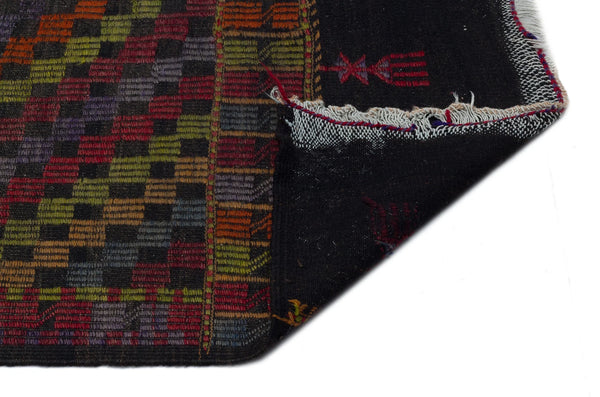 Bordo Gri Anadolu Bohem Geometrik Yün Halı 150x324 - Özel Seri