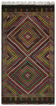 Beyaz Gri Anadolu Bohem Geometrik Yün Halı 175x317 - Özel Seri