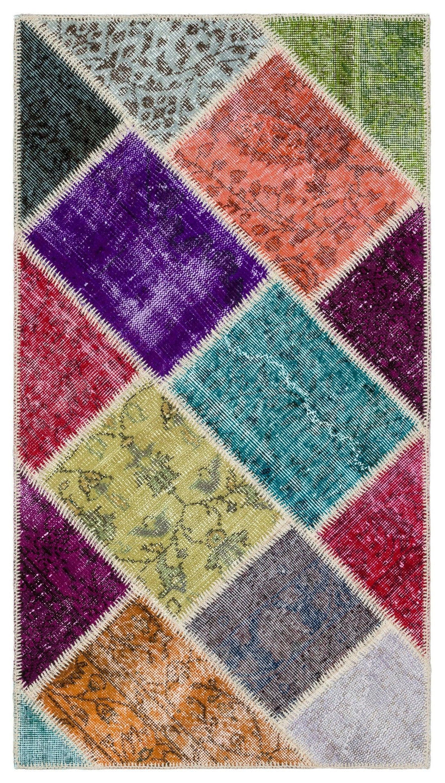 Bej Bohem Eskitme Yün Halı 82x150