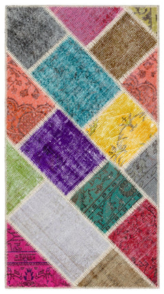 Iskece Bej Patchwork Yün El Dokuma Halısı 081 x 151 Apex Unique