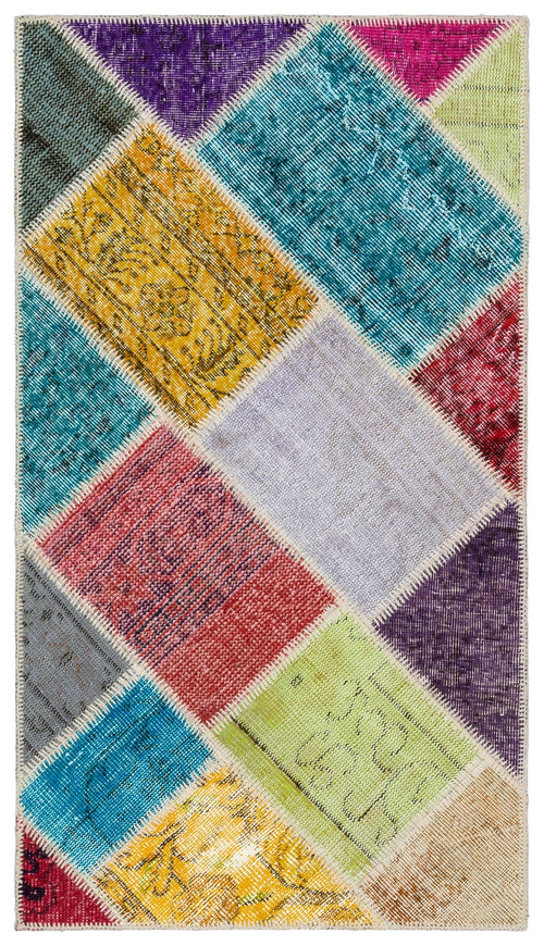 Iskece Bej Patchwork Yün El Dokuma Halısı 080 x 147 Apex Unique