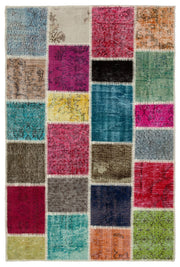 Iskece Bej Patchwork Yün El Dokuma Halısı 119 x 178 Apex Unique