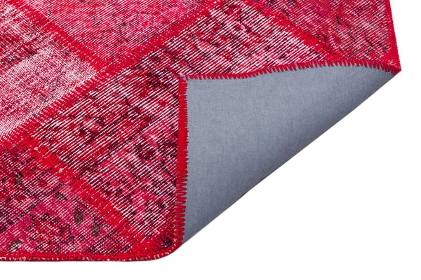 Kırmızı Anadolu Eskitme Geometrik Yün Halı 123x181 - Özel Seri