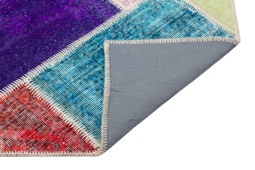 Iskece Bej Patchwork Yün El Dokuma Halısı 123 x 177 Apex Unique