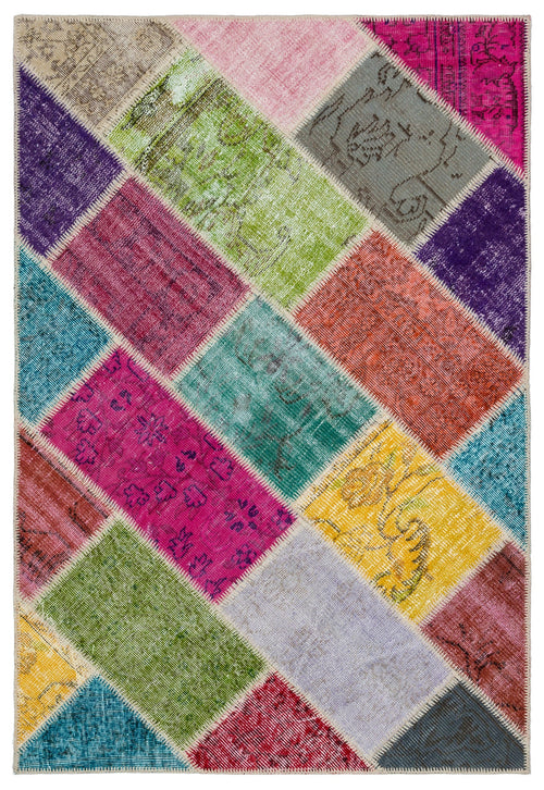 Iskece Bej Patchwork Yün El Dokuma Halısı 122 x 180 Apex Unique