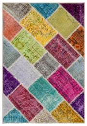 Iskece Bej Patchwork Yün El Dokuma Halısı 121 x 180 Apex Unique