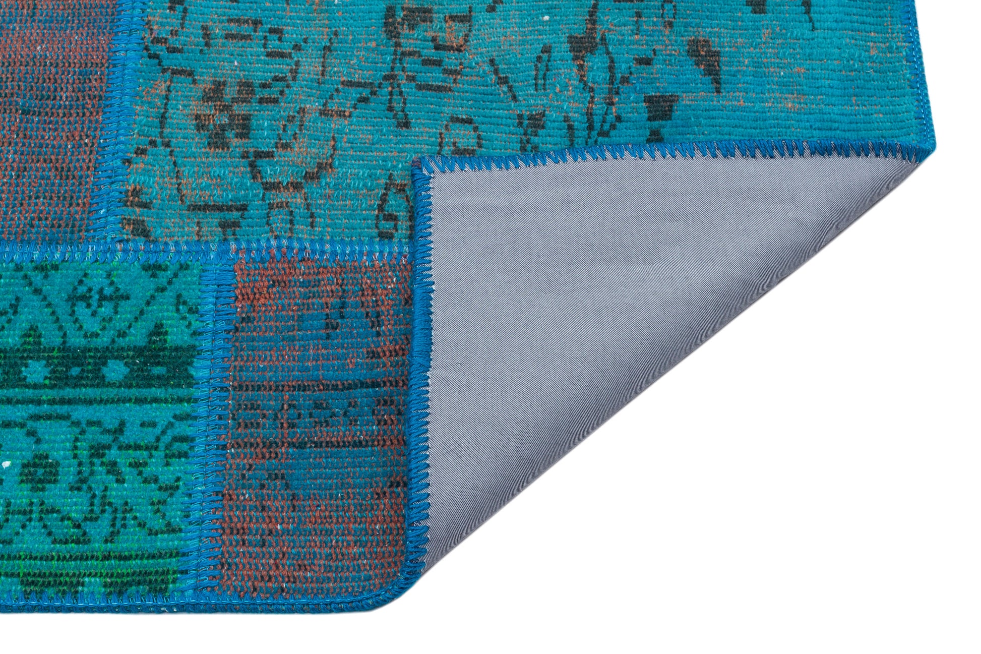 Iskece Turkuaz Eskitme Yün El Dokuma Halısı 122 x 183 Apex Unique