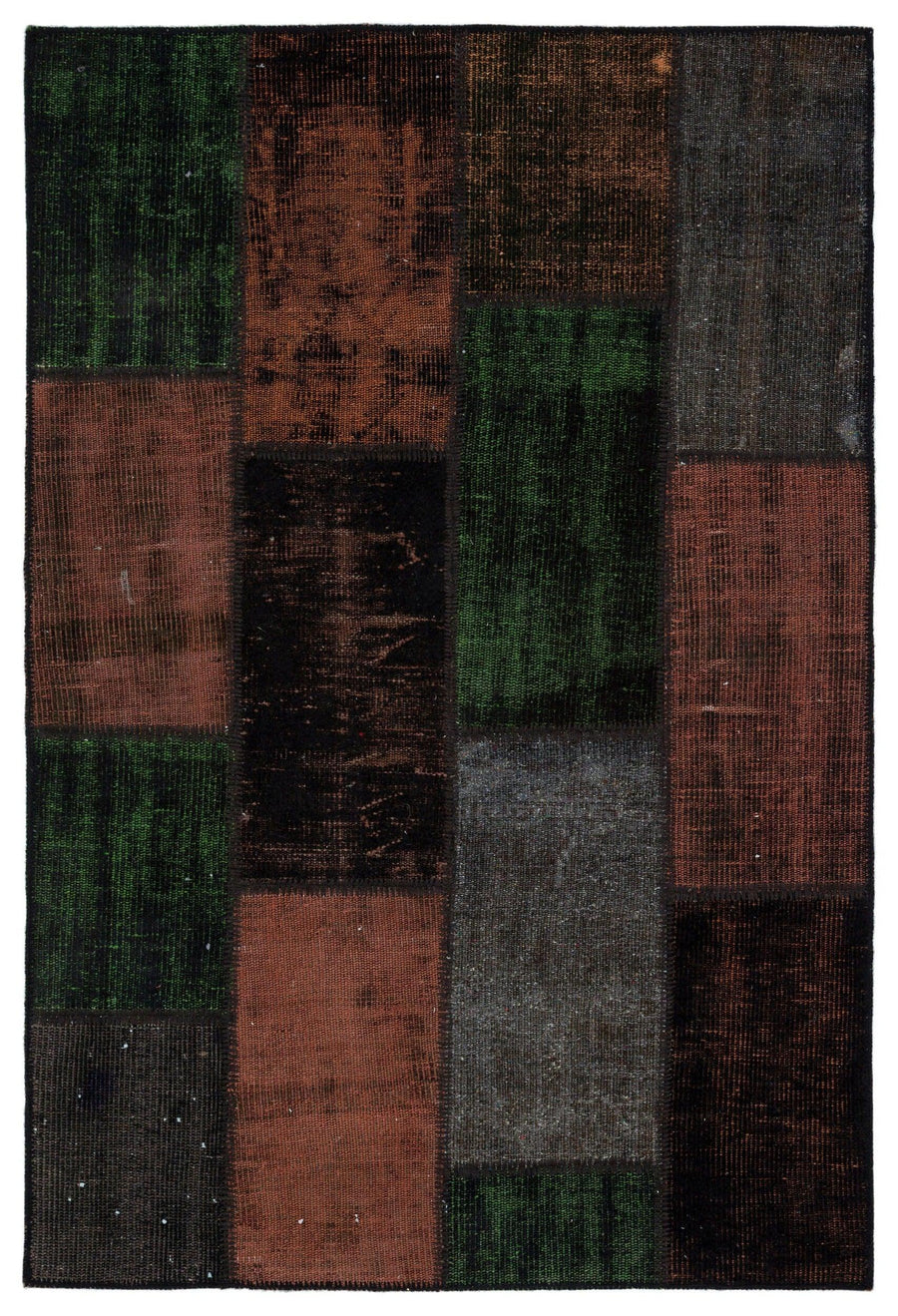 Bordo Gri Anadolu Eskitme Geometrik Yün Halı 122x181 - Özel Seri
