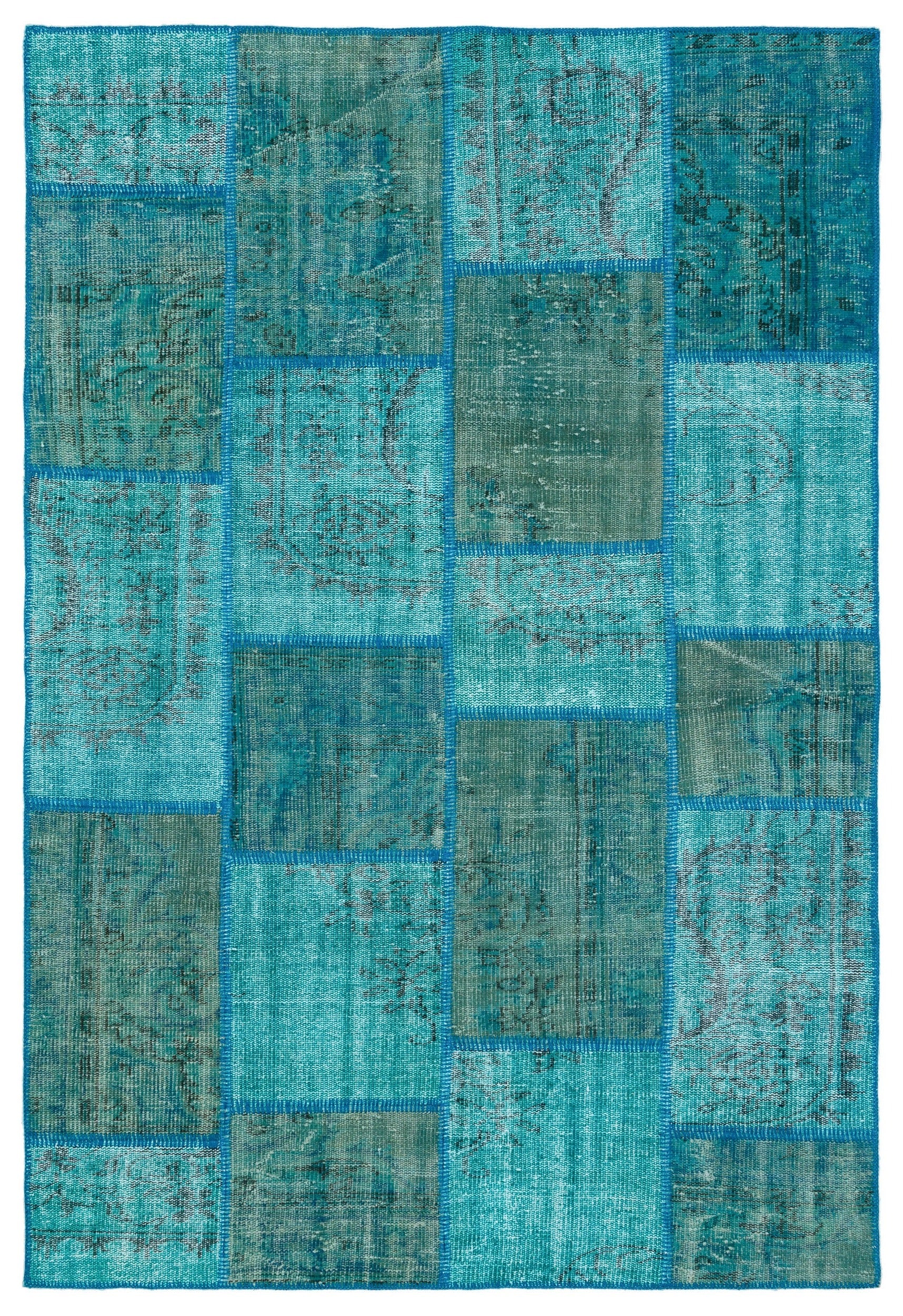 Iskece Turkuaz Eskitme Yün El Dokuma Halısı 158 x 233 Apex Unique