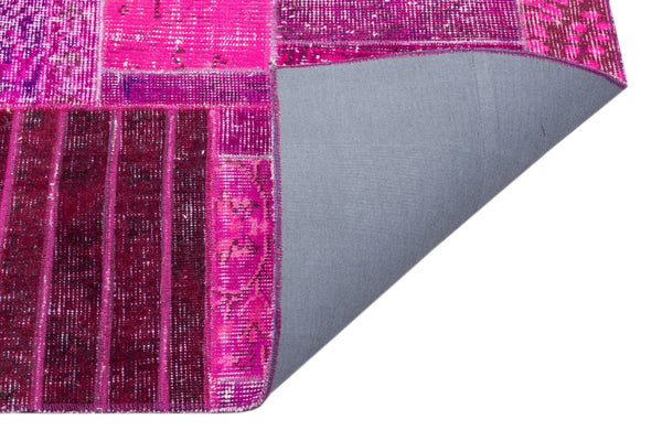 Pembe Anadolu Eskitme Geometrik Yün Halı 159x227 - Özel Seri
