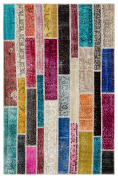 Iskece Bej Patchwork Yün El Dokuma Halısı 152 x 233 Apex Unique