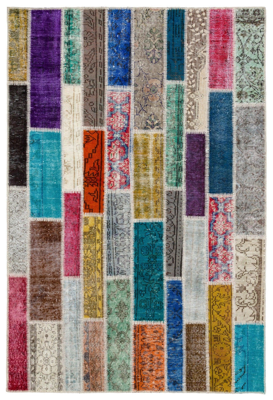 Bej Eskitme Geometrik Yün Halı 152x227