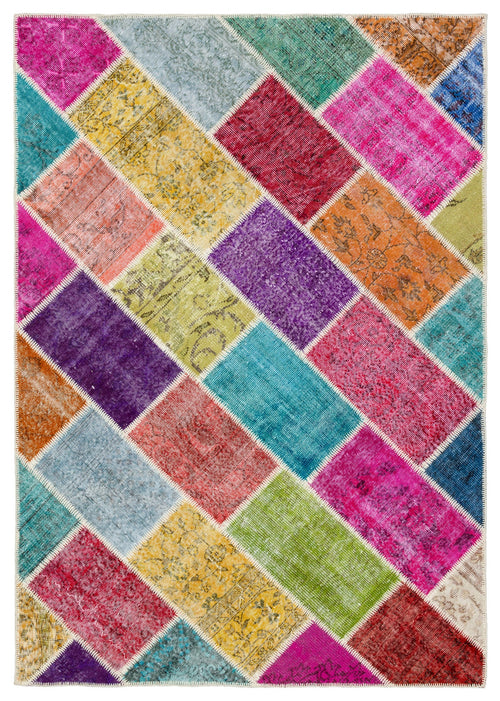 Iskece Bej Patchwork Yün El Dokuma Halısı 162 x 231 Apex Unique