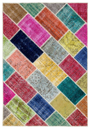 Iskece Bej Patchwork Yün El Dokuma Halısı 161 x 231 Apex Unique
