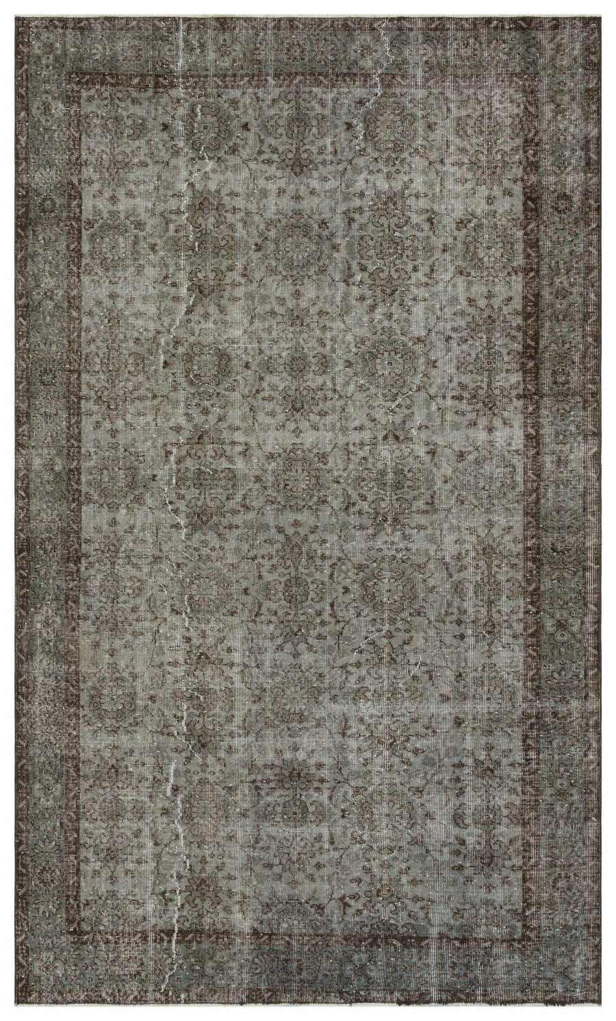 Gri Anadolu Eskitme Madalyonlu Yün Halı 173x296 - Özel Seri
