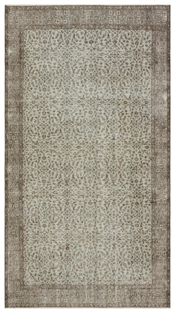 Gri Anadolu Eskitme Geometrik Yün Halı 165x298 - Özel Seri