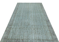 Turquoise & Grey Floral Hand-Knotted Wool Rug 151x253 cm (4'11" x 8'4")