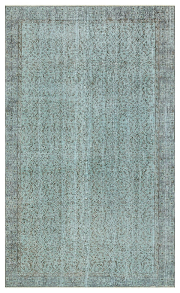 Mavi Anadolu Eskitme Geometrik Yün Halı 151x253 - Özel Seri