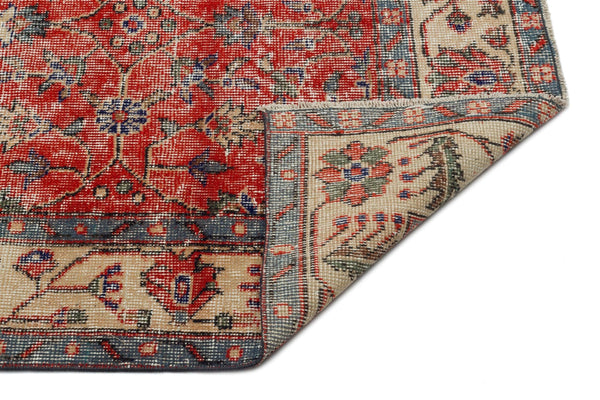 Kırmızı Anadolu Eskitme Çiçekli Yün Halı 157x268 - Özel Seri