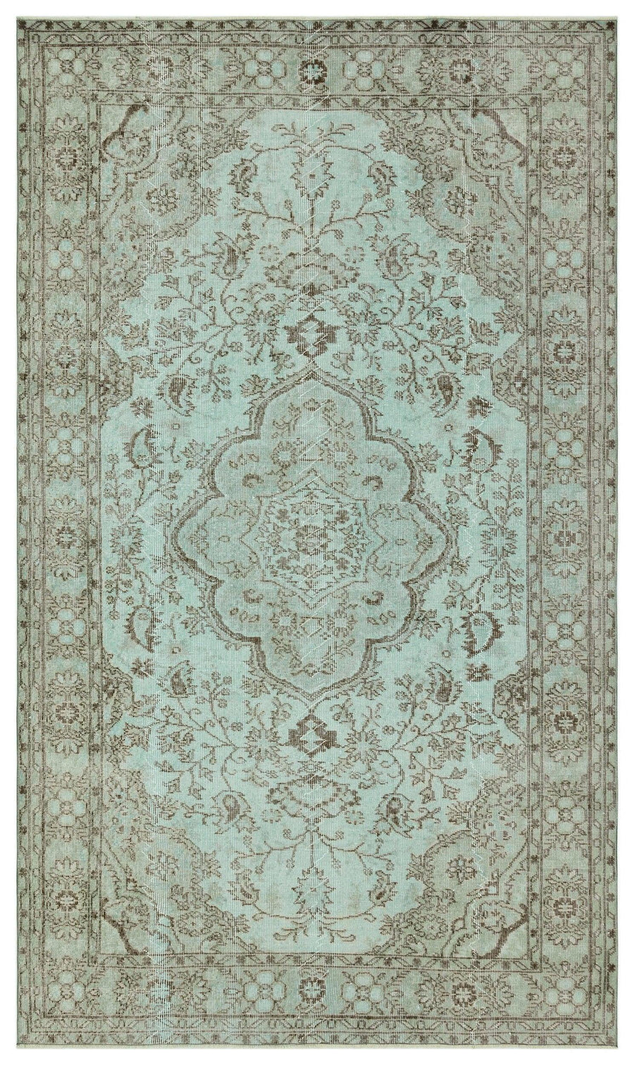 Yeşil Eskitme Klasik Yün Halı 164x282