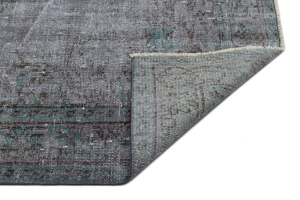 Gri Anadolu Geometrik Çiçekli Yün Halı 162x269 - Özel Seri