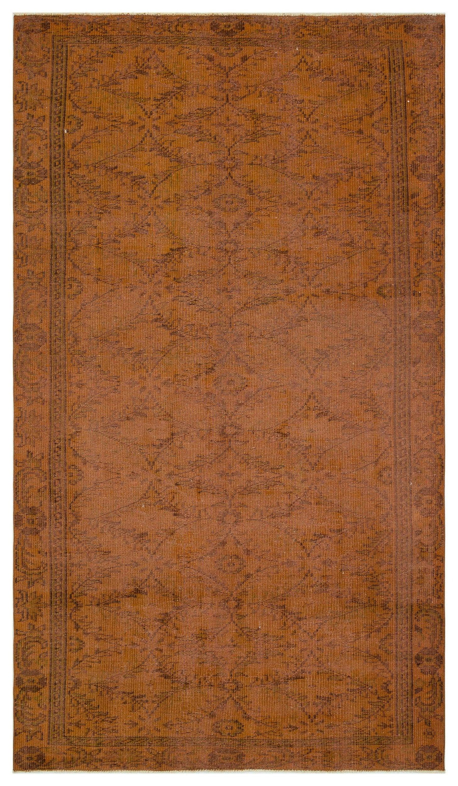 Kiremit Turuncu Anadolu Geometrik Modern Yün Halı 164x278 - Özel Seri