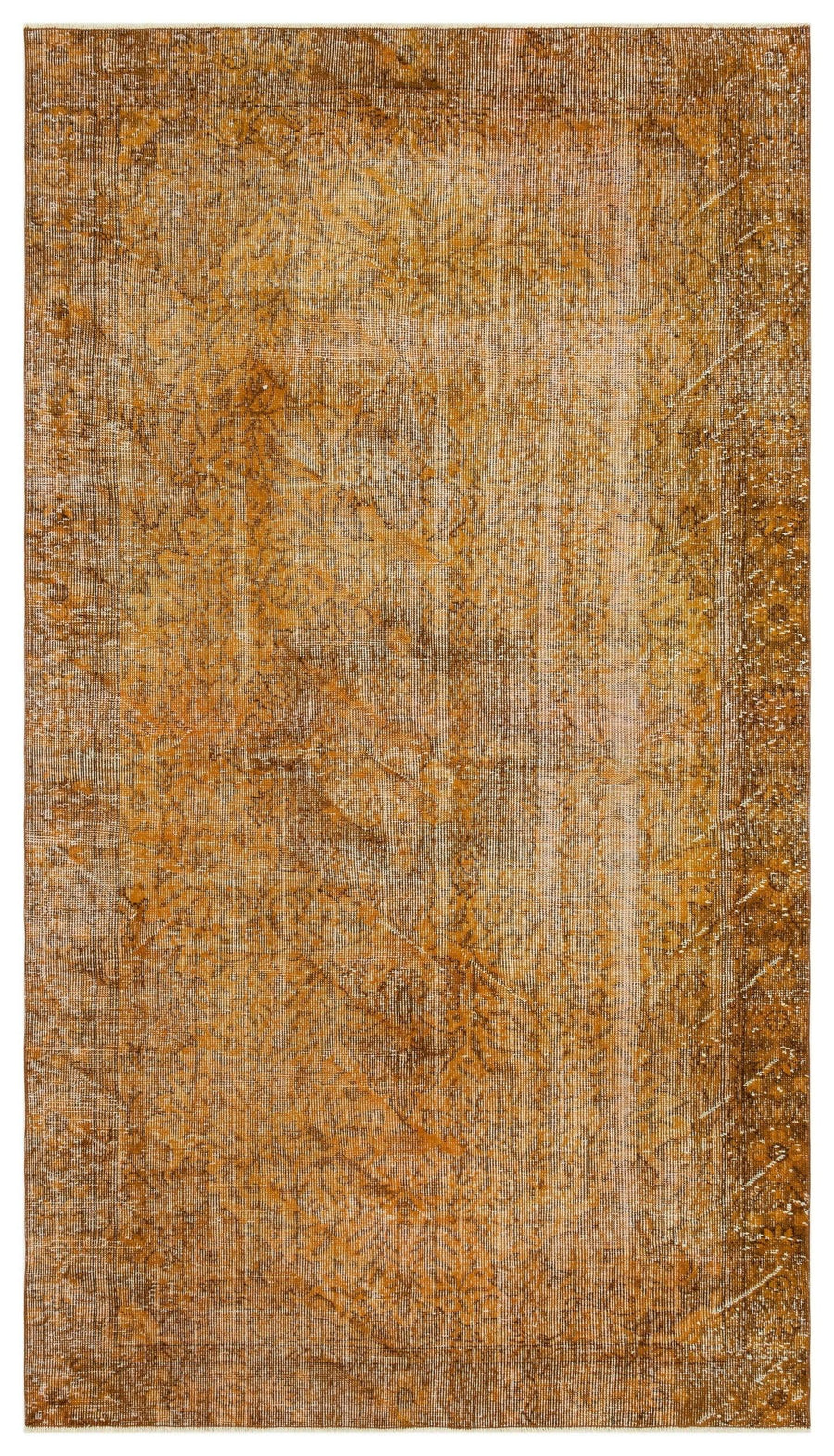 Hardal Krem Anadolu Geometrik Çiçekli Yün Halı 161x276 - Özel Seri