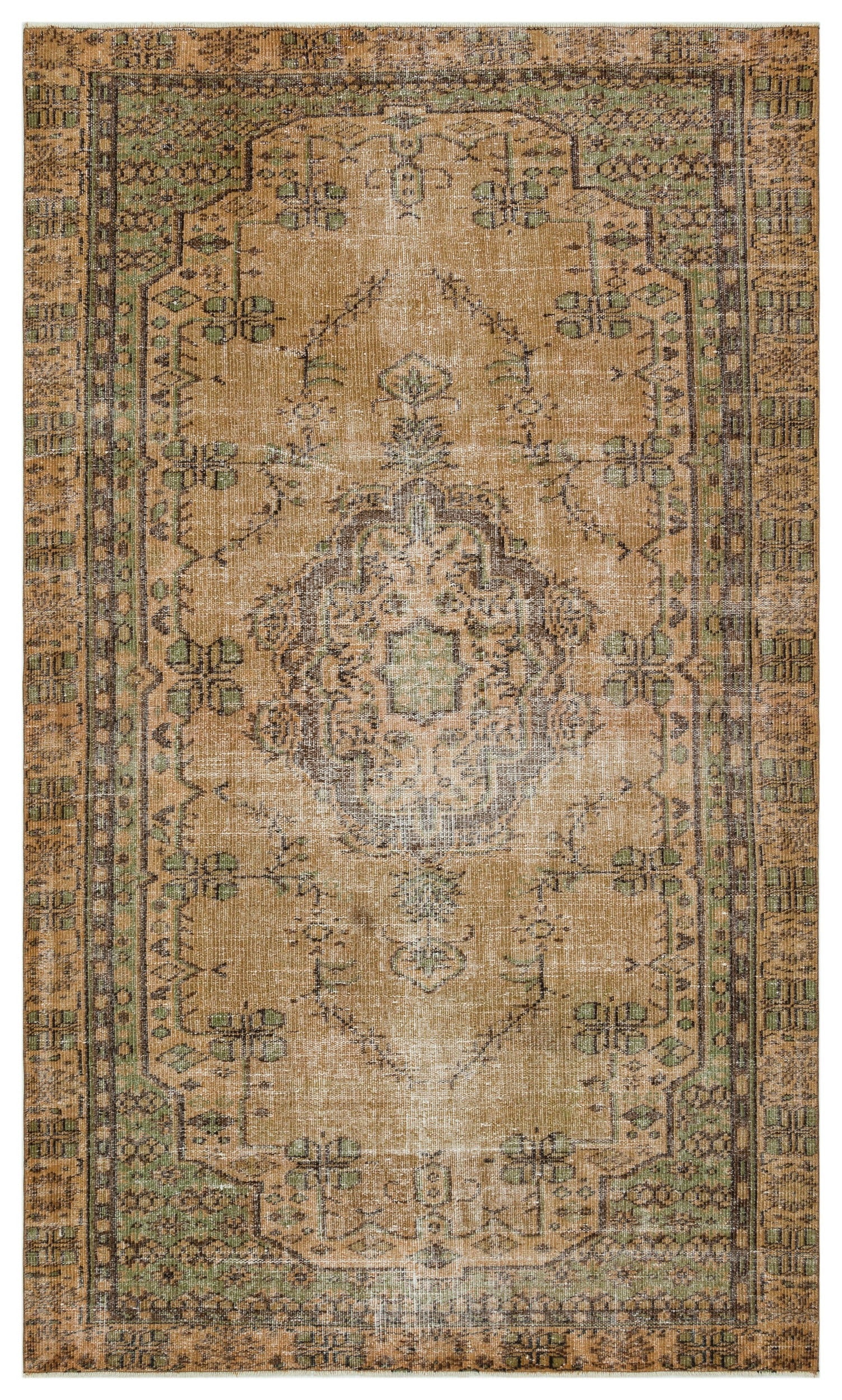 Atina Kahverengi Eskitme Yün El Dokuma Halısı 175 x 277 Apex Unique