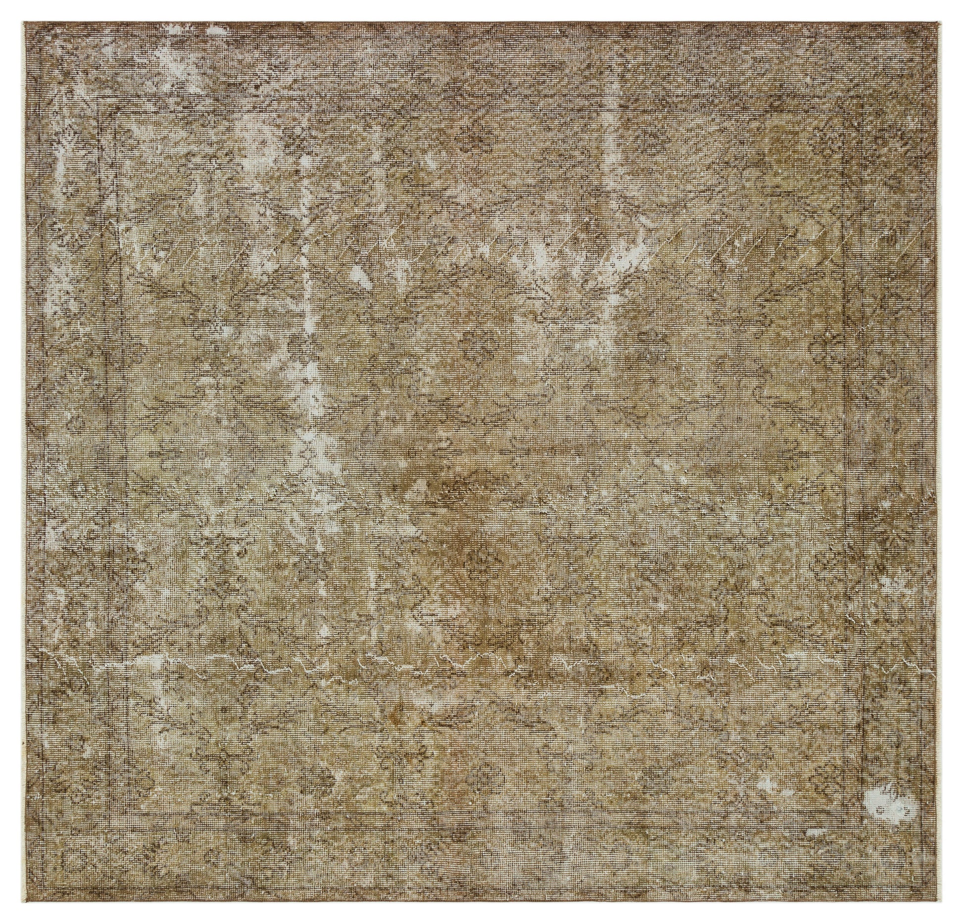 Atina Kahverengi Eskitme Yün El Dokuma Halısı 190 x 195 Apex Unique