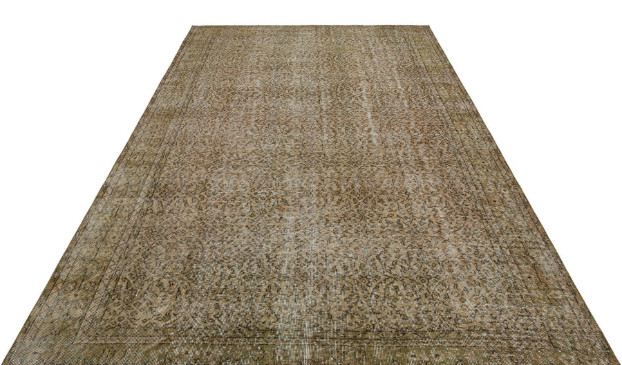 Antrasit Bej Anadolu Eskitme Çiçekli Yün Halı 196x306 - Özel Seri