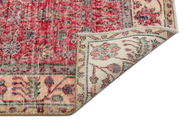 Kırmızı Anadolu Eskitme Geometrik Yün Halı 166x276 - Özel Seri