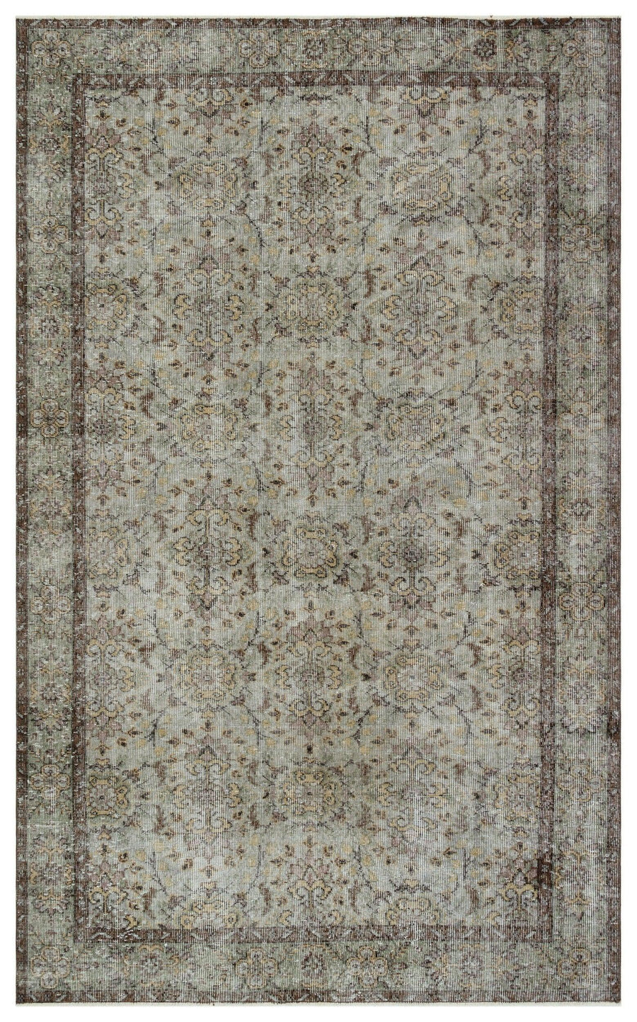 Gri Anadolu Eskitme Geometrik Yün Halı 174x290 - Özel Seri