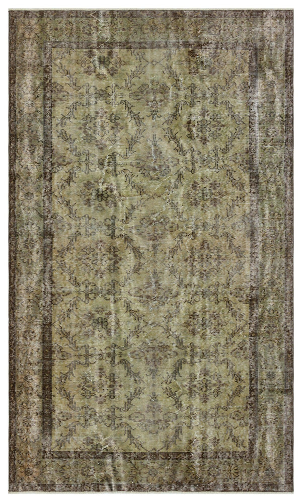 Yeşil Anadolu Eskitme Geometrik Yün Halı 155x264 - Özel Seri