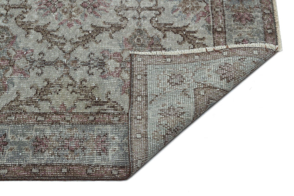 Gri Anadolu Geometrik Çiçekli Yün Halı 161x275 - Özel Seri
