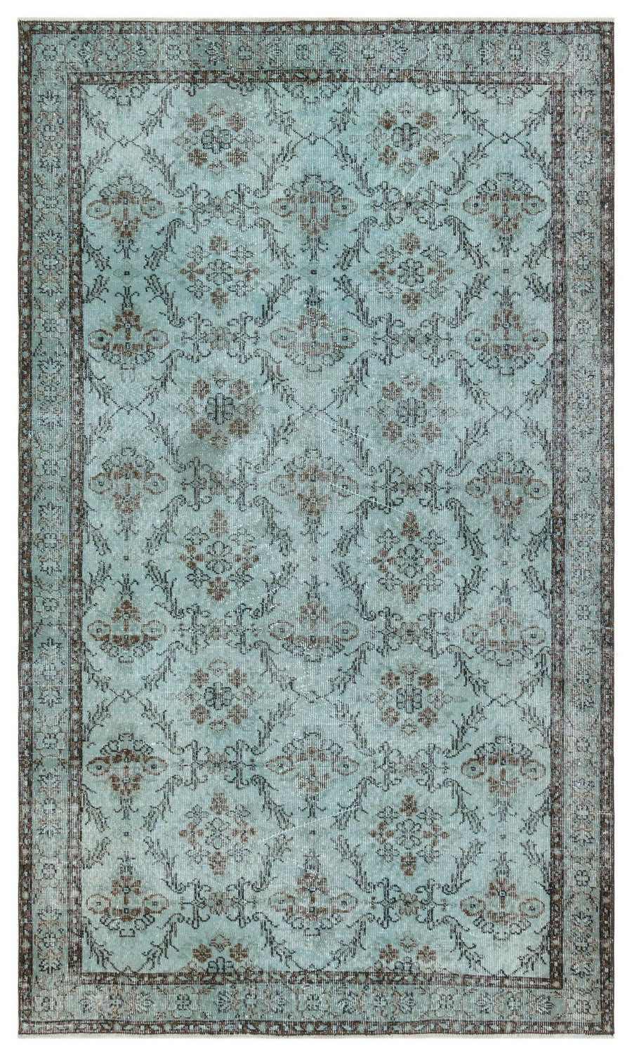 Yeşil Eskitme Klasik Yün Halı 151x262