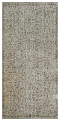 Beige Floral Hand-Knotted Wool Runner Rug 137x283 cm (4'6" x 9'3")