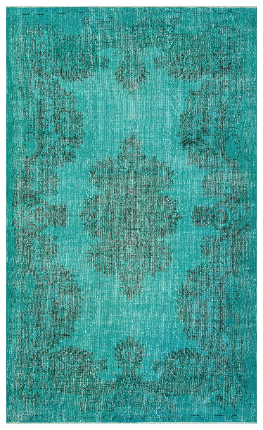 Siyah Yeşil Anadolu Bohem Eskitme Yün Halı 185x301 - Özel Seri