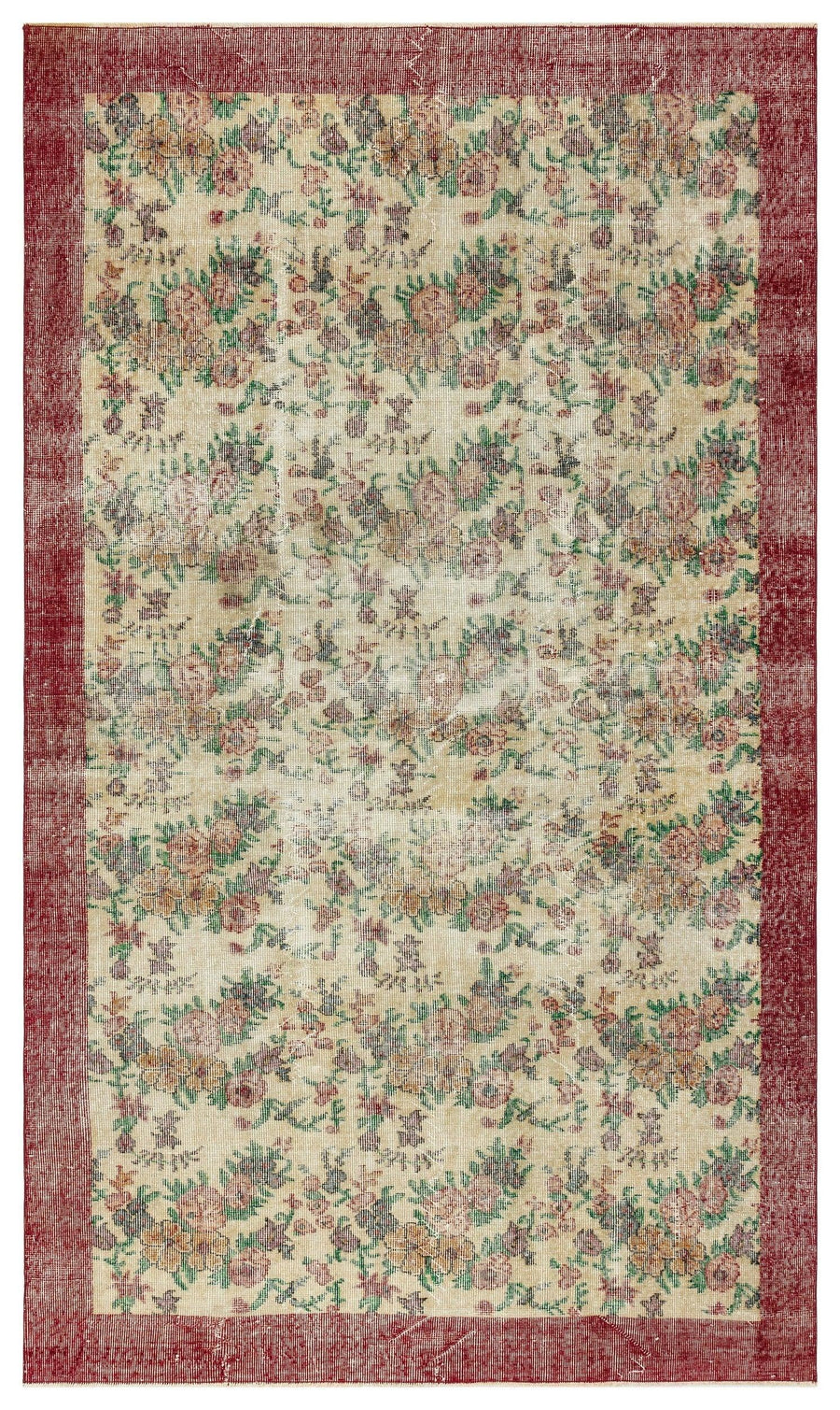 Krem Çiçek Desenli Yün El Dokuma Halı 166x278 cm 34712 – Koridor kullanımı