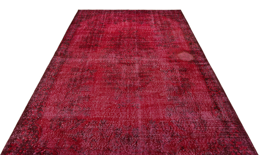 Kırmızı Anadolu Eskitme Madalyonlu Yün Halı 181x283 - Özel Seri