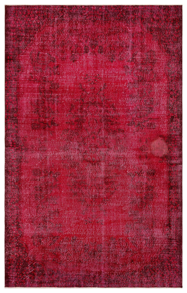 Kırmızı Anadolu Eskitme Madalyonlu Yün Halı 181x283 - Özel Seri