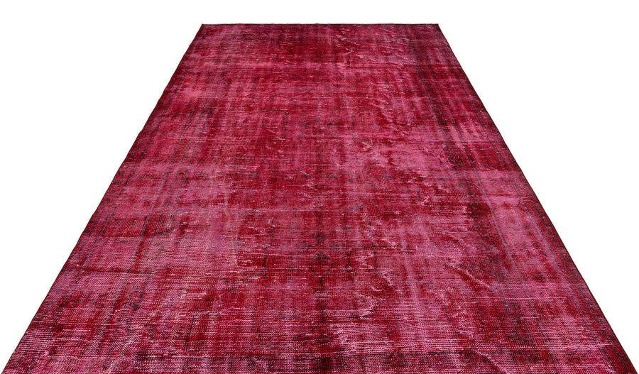 Kırmızı Anadolu Eskitme Madalyonlu Yün Halı 194x308 - Özel Seri