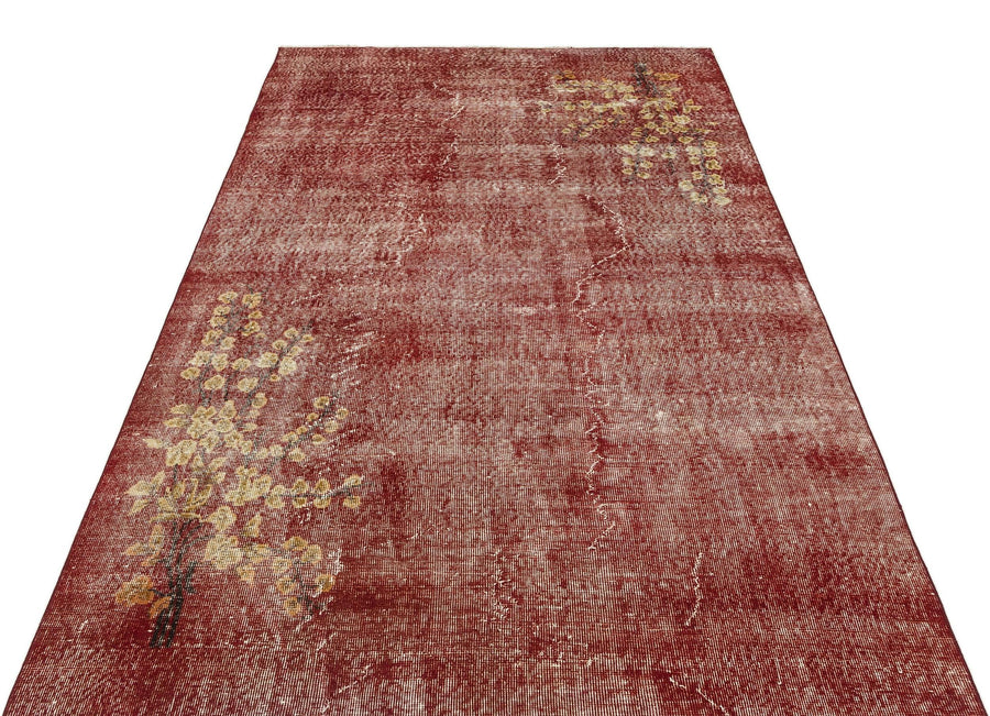 Kırmızı Anadolu Eskitme Modern Yün Halı 151x255 - Özel Seri