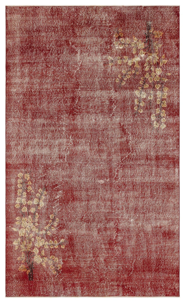 Kırmızı Anadolu Eskitme Modern Yün Halı 151x255 - Özel Seri