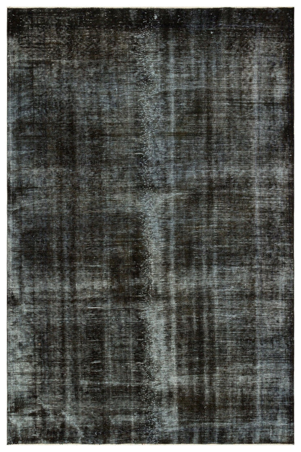 Siyah Eskitme Modern Yün Halı 199x302