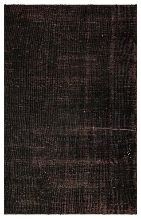 Siyah Eskitme Geometrik Yün Halı 158x240