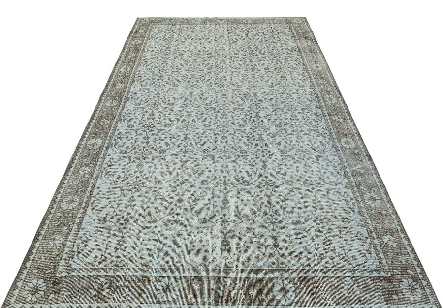 Gri Anadolu Geometrik Çiçekli Yün Halı 168x281 - Özel Seri
