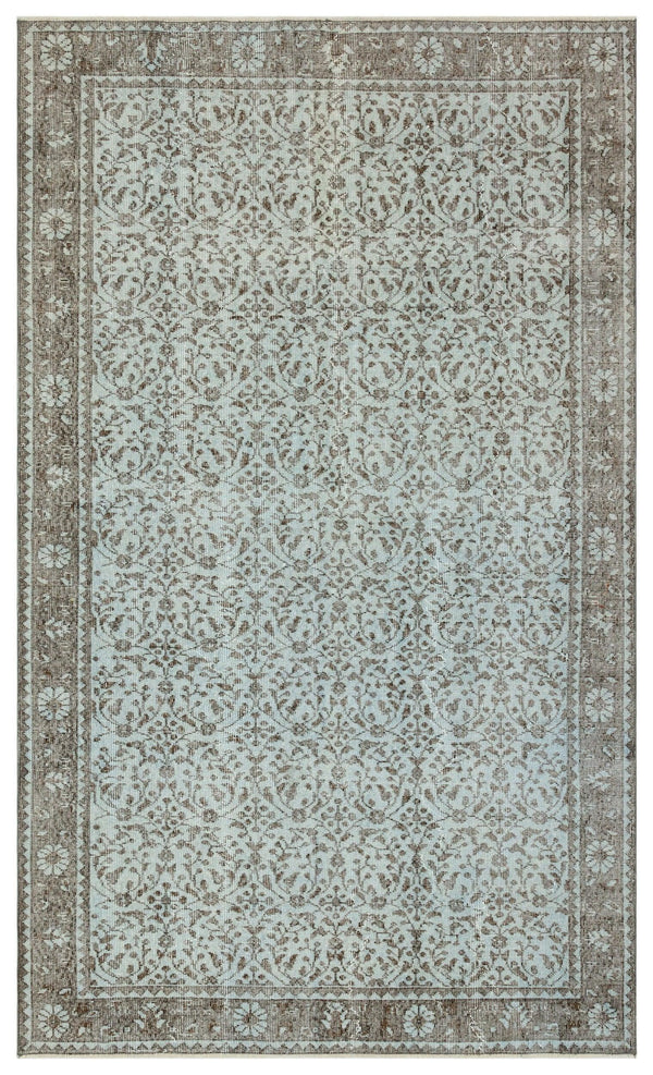 Gri Anadolu Geometrik Çiçekli Yün Halı 168x281 - Özel Seri