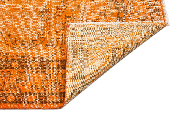 Turuncu Eskitme Madalyonlu Yün Halı 138x261