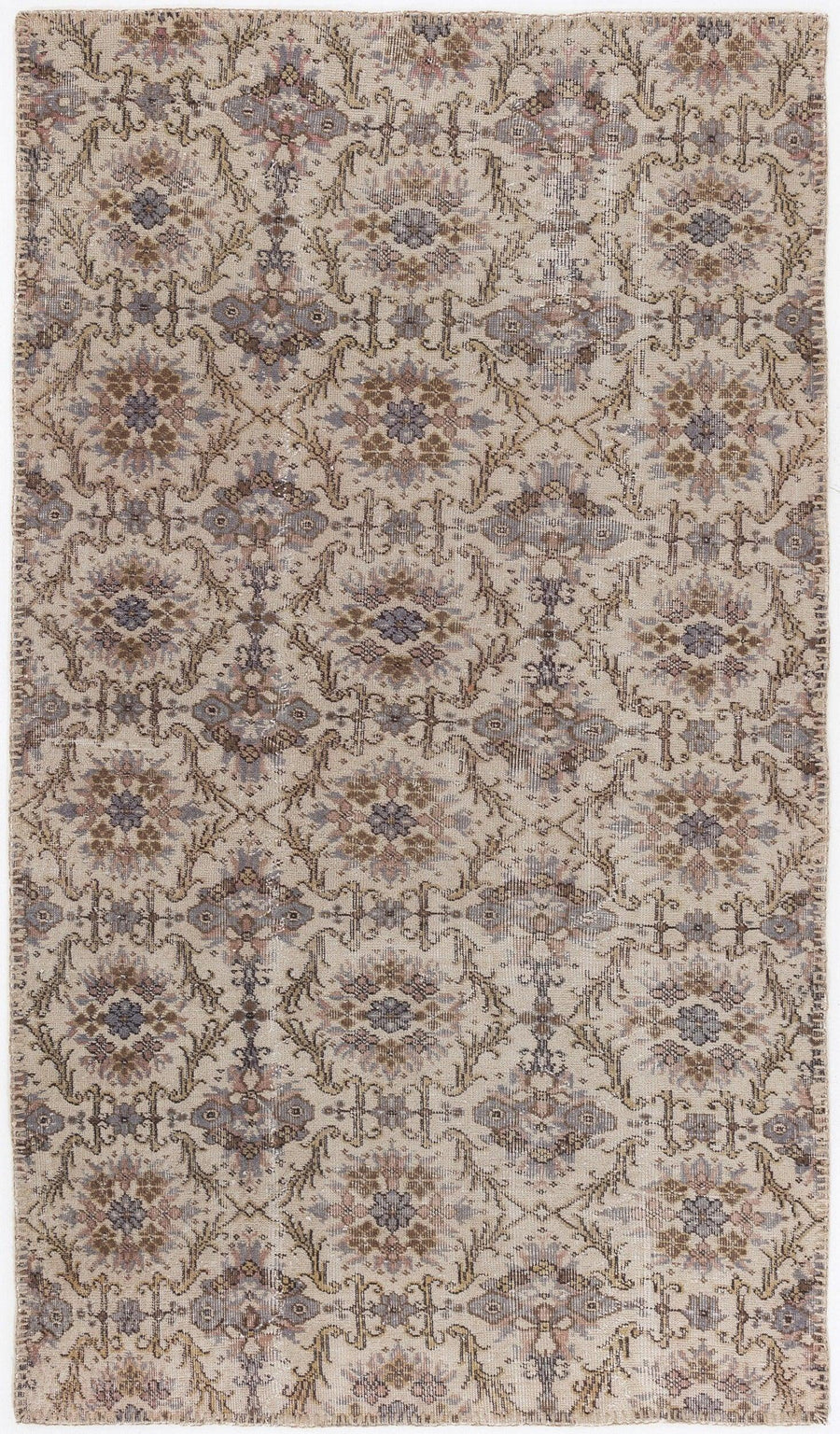 Bej Anadolu Eskitme Geometrik Yün Halı 142x250 - Özel Seri